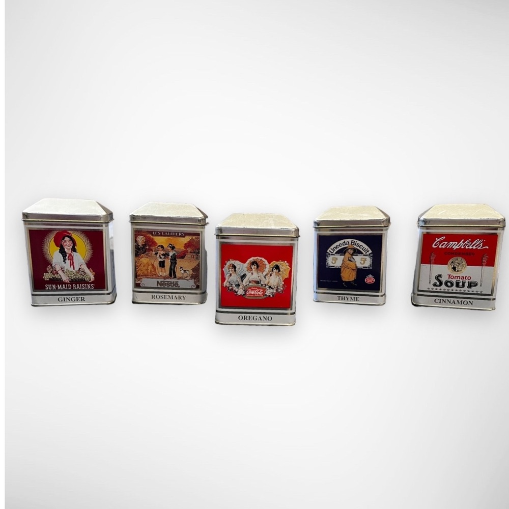BRISTOL WARE Vintage 90's Set of 5 Spice Tins | EUC - Picture 2 of 8